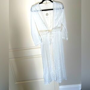 White sheer long swimsuit cover up. Tie detail. ! New with tags 🤍